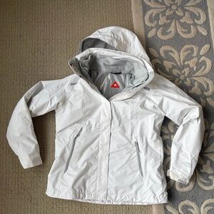 Columbia White Hooded 3 in 1 Jacket with Gray Accents